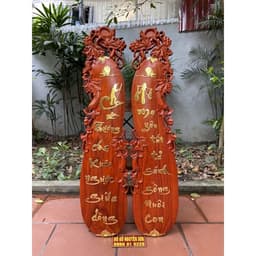 Tranh gỗ Cha mẹ hình trái bầu gỗ hương treo tường 6