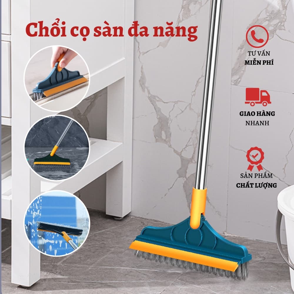 Chổi Cọ Nhà Tắm, Cọ Sàn, Gạt Kính Cán Dài 2 In 1 Siêu Đa Năng - Cây Cọ Sàn Nhà Tắm Xoay 120 Độ