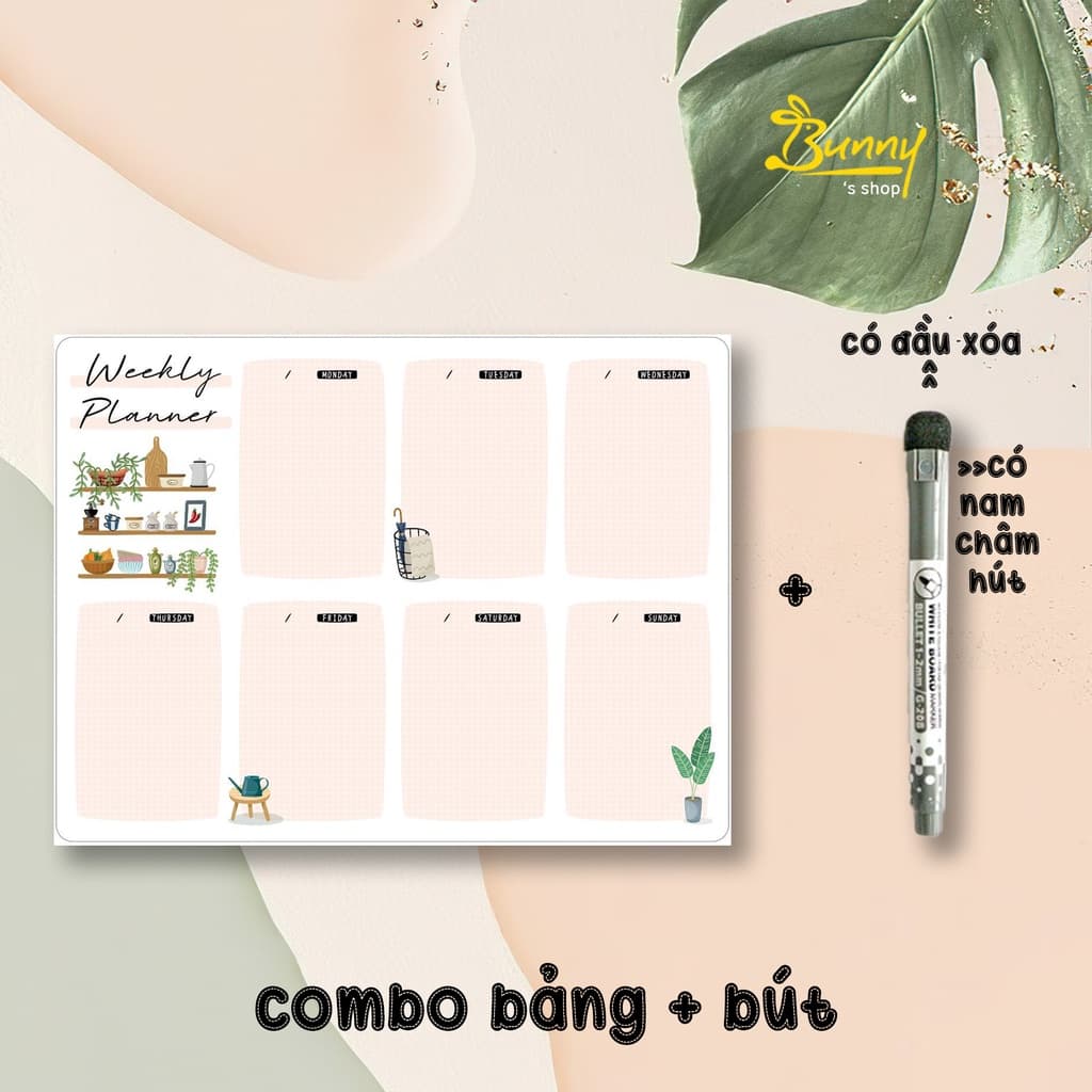 Bảng nam châm ghi chú trang trí tủ lạnh Weekly Planer
