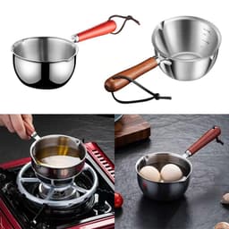 Nồi Nấu Sữa Thép Không Gỉ Tay Cầm Gỗ Đa Năng 300ml 3