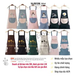 Tạp Dề Nhà Bếp Chống Thấm Nước Dễ Thương Có Túi Lớn Cho Nam Và Nữ SG.DECOR  bếp nấu ăn thời trang 1