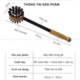 Gậy đấm lưng bằng gỗ massage gãi ngứa cơ thể, Heathcare24h M104, cây đấm lưng thư giãn đa năng, tay cầm chắc chắn 9