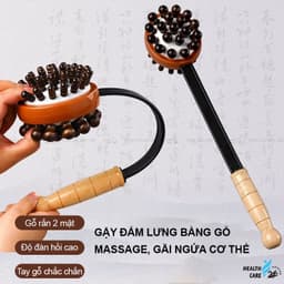 Gậy đấm lưng bằng gỗ massage gãi ngứa cơ thể, Heathcare24h M104, cây đấm lưng thư giãn đa năng, tay cầm chắc chắn 5