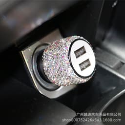 Tẩu Sạc Hai Cổng USB Đính Kim Cương Cho Xe Hơi 4