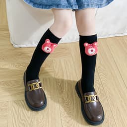 Tất Bốt cao cổ Gấu dâu cho Bé Gái, Tất Trẻ Em 100% Cotton Xuất Nhật Siêu Mềm Mịn 3