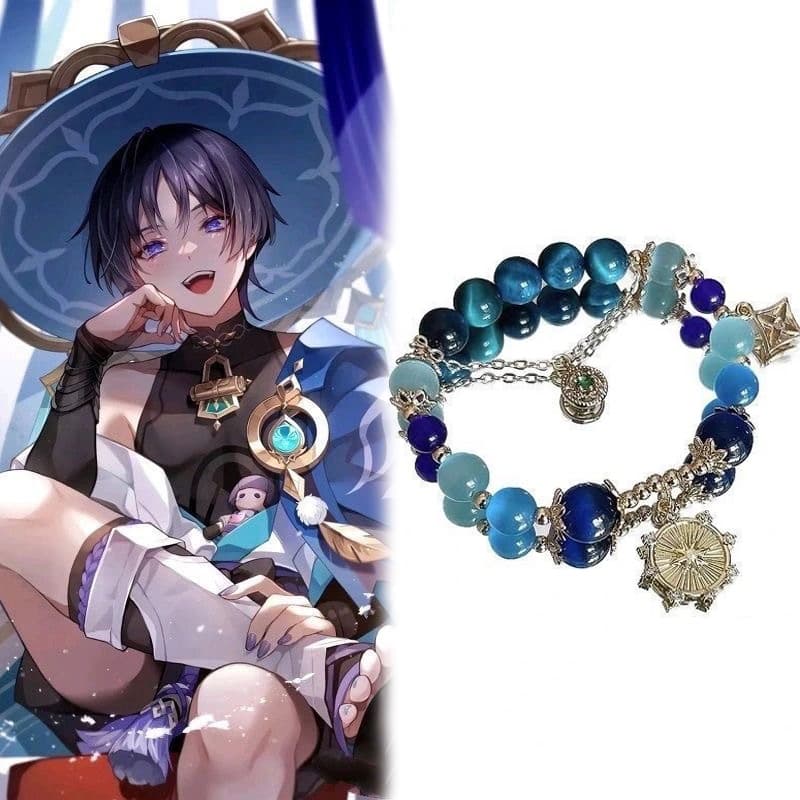 Vòng tay GENSHIN IMPACT SCARAMOUCHE khuyên tai cosplay wanderer và nahida kusanali leaf phụ kiện trang sức anime game