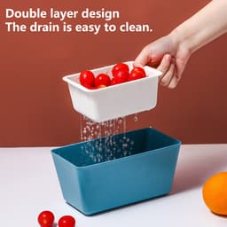 Hộp Đựng Đồ Ăn Trái Cây 2 Tầng, Khay Ráo Nước Đựng Rau Củ Đồ Ăn Vặt994 3