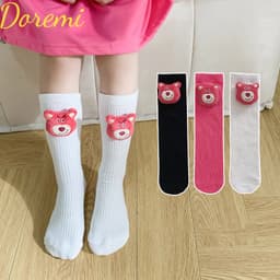 Tất Bốt cao cổ Gấu dâu cho Bé Gái, Tất Trẻ Em 100% Cotton Xuất Nhật Siêu Mềm Mịn 2