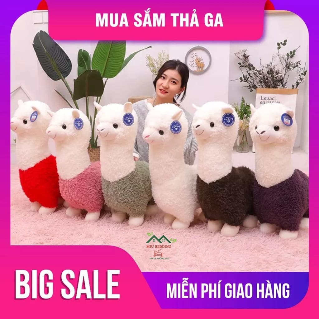 Thú Nhồi Bông Hình Lạc Đà Alpaca Cao Cấp Bông Hạt