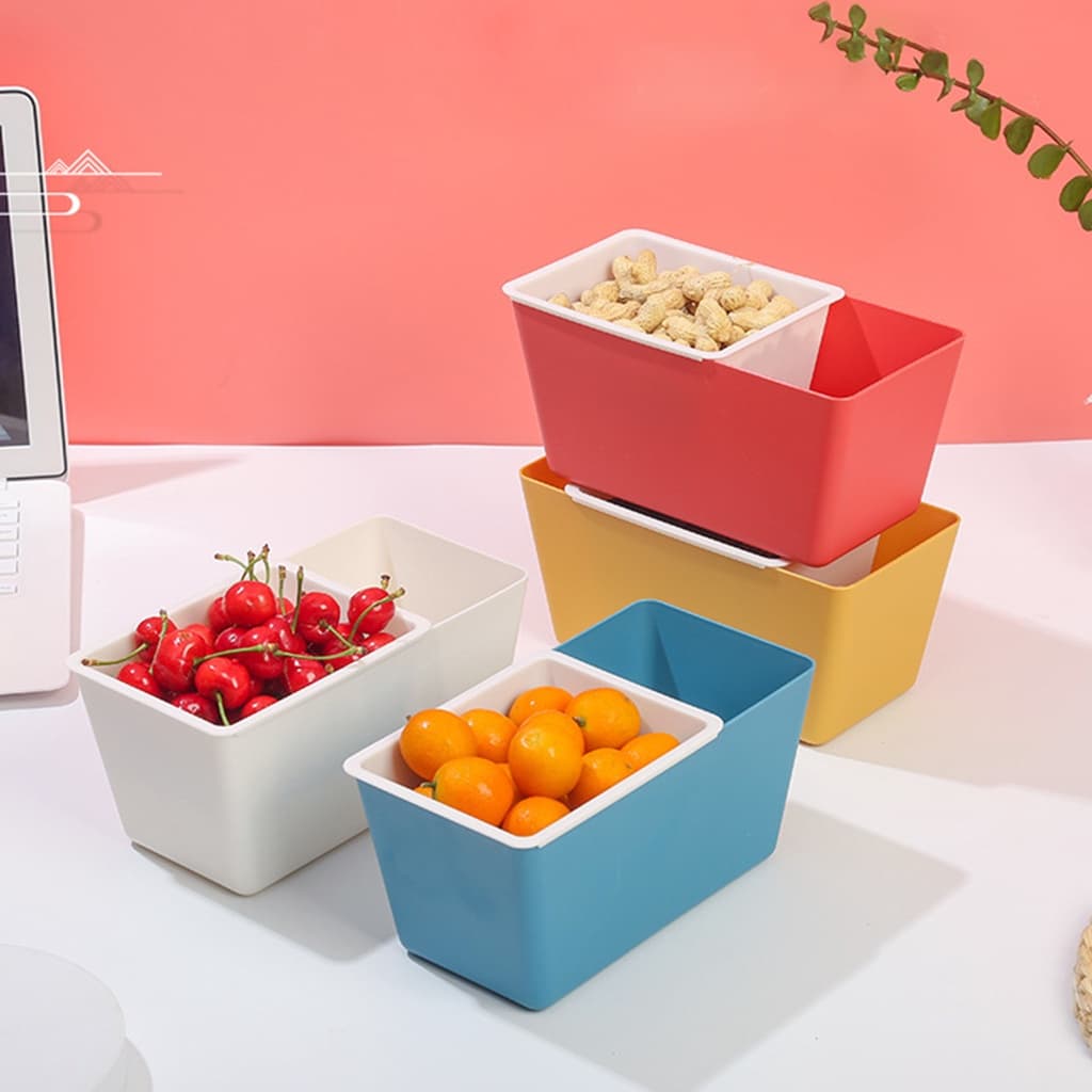 Hộp Đựng Đồ Ăn Trái Cây 2 Tầng, Khay Ráo Nước Đựng Rau Củ Đồ Ăn Vặt994