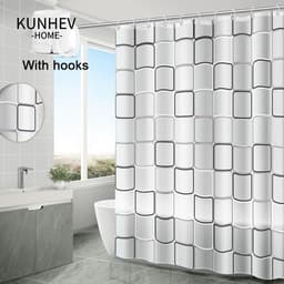 KUNHEV Rèm Che Bồn Tắm Chống Nấm Mốc Họa Tiết Hoa Mẫu Đơn Trang Trí Nhà Cửa 1