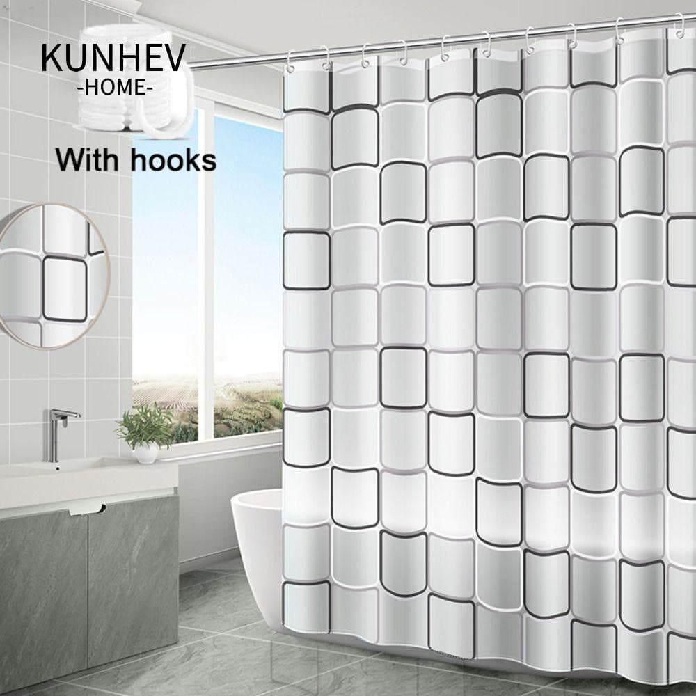 KUNHEV Rèm Che Bồn Tắm Chống Nấm Mốc Họa Tiết Hoa Mẫu Đơn Trang Trí Nhà Cửa