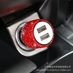 Tẩu Sạc Hai Cổng USB Đính Kim Cương Cho Xe Hơi 9