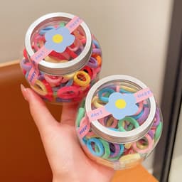 Hũ 100 dây buộc tóc cao su mềm co giãn nhiều màu sắc cho bé sử dụng VINBEO 6