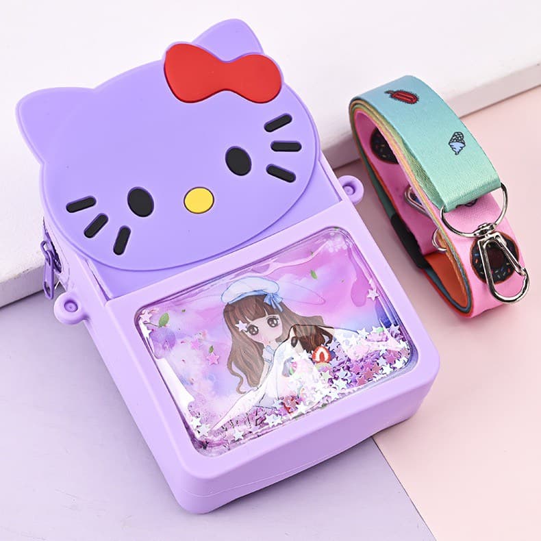 [Mới 2024] Túi xách silicon pop it kim sa hello kitty đeo chéo thời trang đựng bao bì lì xì, mỹ phẩm