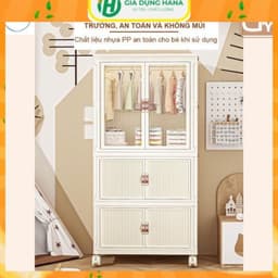 Tủ Đồ Chứa Quần Áo Cho Bé, Có bánh Xe Xoay 360 Độ Tiện Lợi, Tủ Nhựa Đa Năng 1