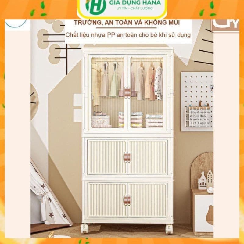 Tủ Đồ Chứa Quần Áo Cho Bé, Có bánh Xe Xoay 360 Độ Tiện Lợi, Tủ Nhựa Đa Năng