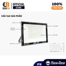 Đèn pha LED 10W 20W 30W 50W 70W 100W Rạng Đông CP10 IP66 chống nước, sử dụng ngoài trời chính hãng 2