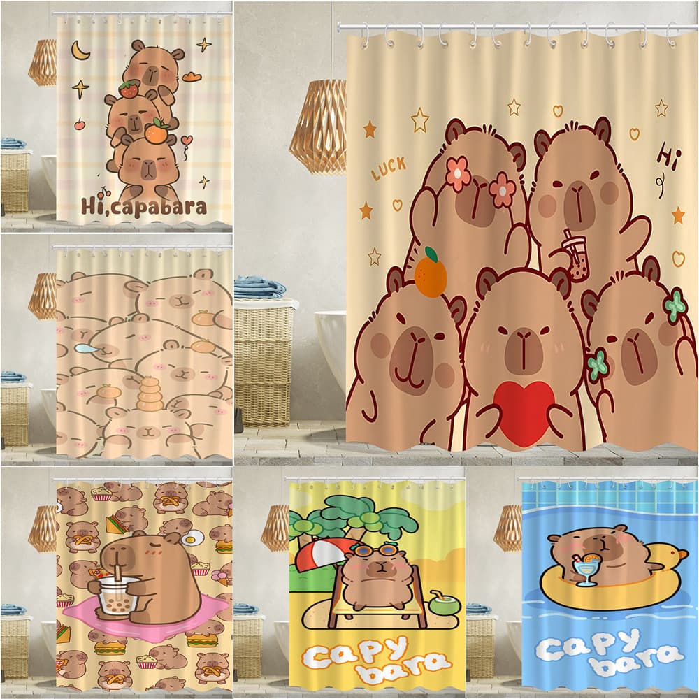 Rèm tắm chống nước Capybara Polyester Trang trí phòng tắm
