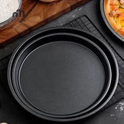 [Koqzm] Chảo Đĩa Pizza Tròn Khay Đĩa Sâu Thép Carbon Chống Dính Khuôn Nướng Bánh [Mới] 3