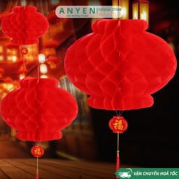 Combo 10 Đèn lồng đỏ Nilon chữ Phúc treo trang trí Lễ Tết - đèn lồng ni lông chống thấm nước treo lễ hội Trung Thu 5