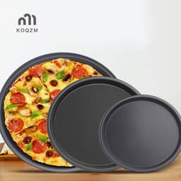 [Koqzm] Chảo Đĩa Pizza Tròn Khay Đĩa Sâu Thép Carbon Chống Dính Khuôn Nướng Bánh [Mới] 1