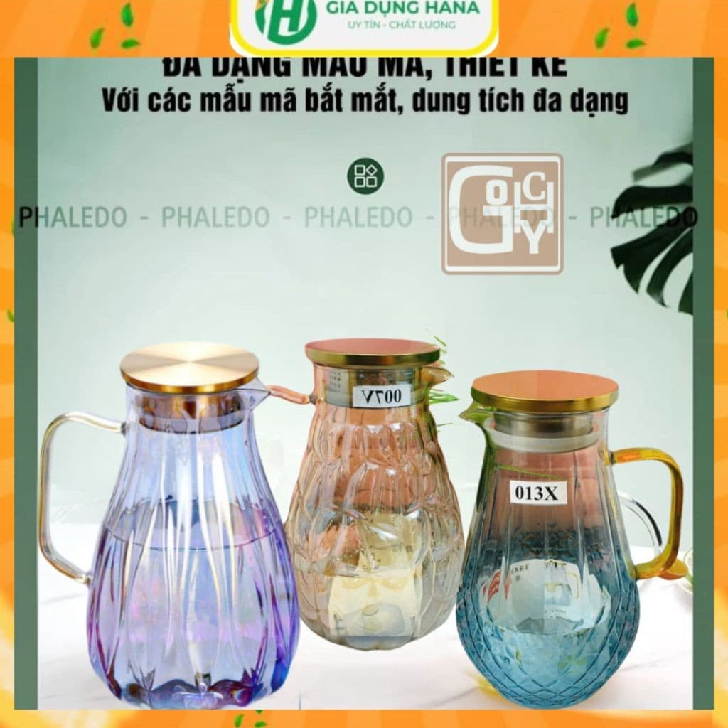 Bình Nước Thủy Tinh Chịu Nhiệt Chất Liệu Thủy Tinh Borosilicate Siêu Nhẹ Dung Tích Lớn phong cách Vintage