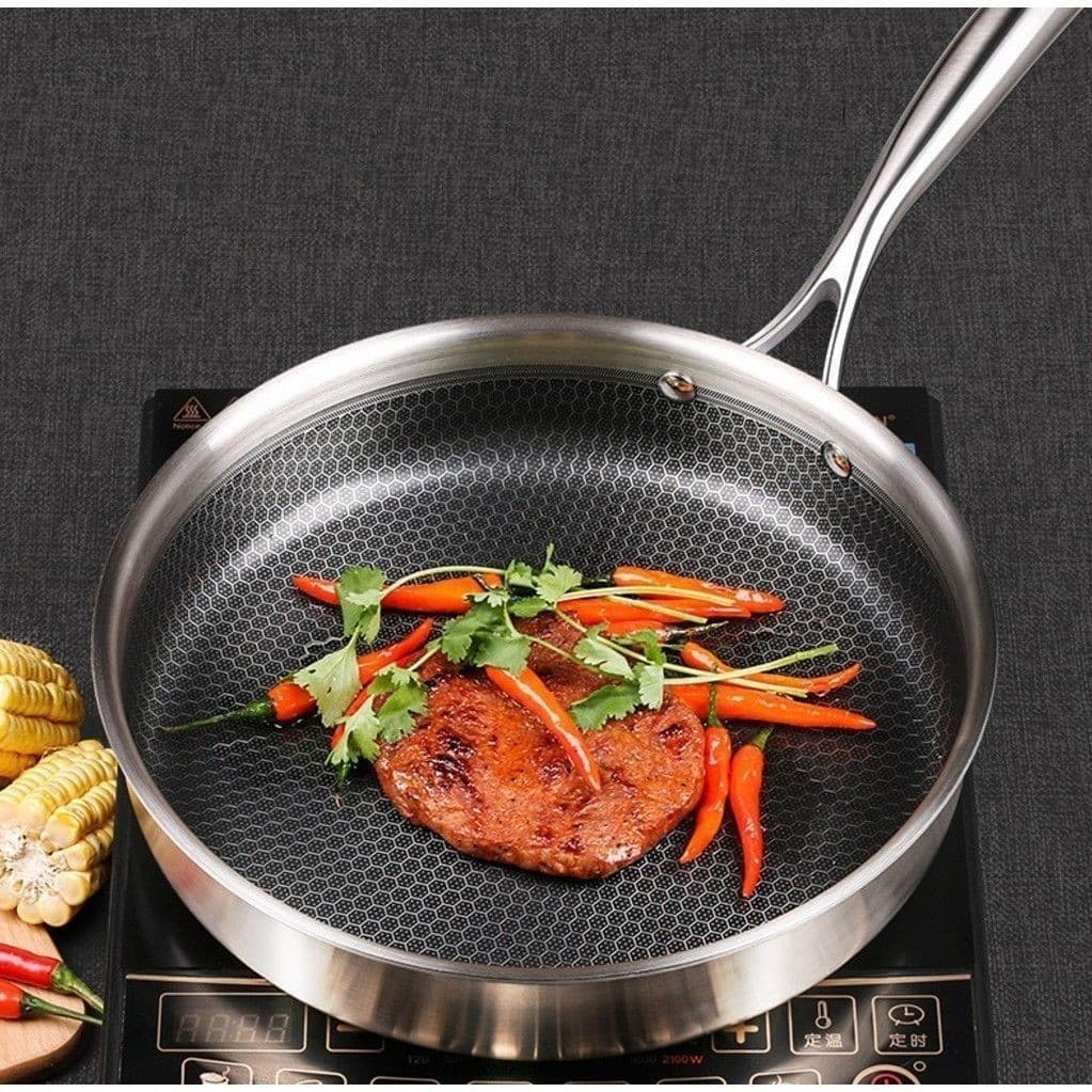 Chảo chống dính vân đá tổ ong cao cấp, bền bỉ, chịu nhiệt hoàn hảo cho mọi loại bếp.