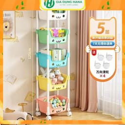 kệ đựng đồ 3 tầng đa năng ,  Xe Đẩy 4 tầng Giá Để Đồ Chơi Trẻ Em Tầng Đứng Có Bánh Xe 360 ( kệ 191) 1