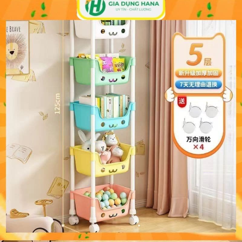 kệ đựng đồ 3 tầng đa năng ,  Xe Đẩy 4 tầng Giá Để Đồ Chơi Trẻ Em Tầng Đứng Có Bánh Xe 360 ( kệ 191)