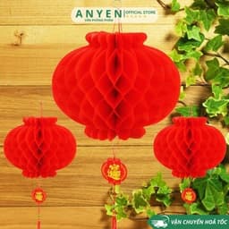 Combo 10 Đèn lồng đỏ Nilon chữ Phúc treo trang trí Lễ Tết - đèn lồng ni lông chống thấm nước treo lễ hội Trung Thu 9
