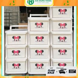 Tủ kệ kéo đựng đồ mickey đa chức năng 3,4,5 tầng , có ngăn kéo, tủ đựng bỉm sửa có bánh xe chuyển hướng tiện nghi 1