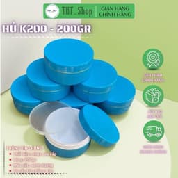 Combo 50 hủ nhựa K200 (200gr)  Màu xanh dương viền vàng - hủ rỗng - có nắp lót chống tràn - Đựng Kem Body 1