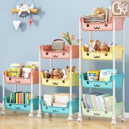 kệ đựng đồ 3 tầng đa năng ,  Xe Đẩy 4 tầng Giá Để Đồ Chơi Trẻ Em Tầng Đứng Có Bánh Xe 360 ( kệ 191) 2