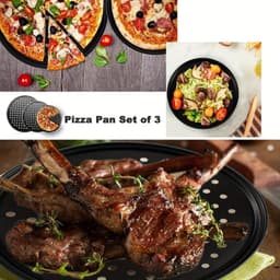 Khay nướng bánh pizza ITRENDYZONE1, Bộ chảo pizza đục lỗ chống dính mục đích Mupti, Dụng cụ làm bánh bằng thép Carbon tròn 9 / 10 / 11 / 12 / 14 Inch bền bỉ Dụng cụ nướng bánh bằng thép Carbon giòn & Bubbly 6