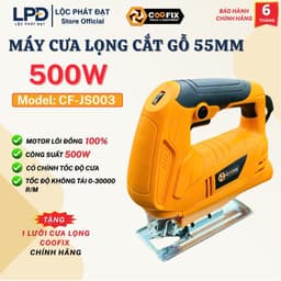Máy cưa lọng COOFIX CF-JS003 công suất 500W, có chế độ chỉnh tốc độ cưa, tặng kèm 1 lưỡi cưa lọng, 1 bộ than chính hãng 1