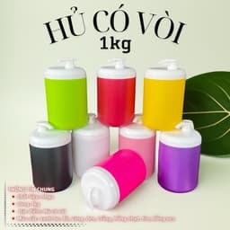 [Combo 10] Hũ nhựa có vòi 1kg, HV, có vòi ấn nhỏ giọt, có nhiều màu, dùng để đựng kem ủ đựng kem body, đựng kem dưỡng 1