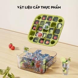 Hộp Làm Đá Viên Thông Minh 2in1, Khay Đá Tủ Lạnh Kèm Hộp Đựng Nắp Nhấn Lấy Đá Tự Động 5