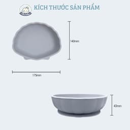 Khay Ăn Dặm chia ngăn, Bát Ăn Dặm kèm nắp Silicon cho bé hình vỏ sò có đế hít chống đổ TGM Hàn Quốc 3