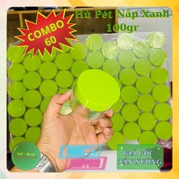 COMBO 60 HỦ PÉT NẮP XANH 100GR, CÓ NẮP LÓT CHỐNG TRÀN 1