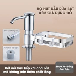 Bộ Vòi Bơm Hút Nước Rửa Chén Kèm Giá Để Đồ Gắn Bồn Rửa Bát Bằng Nhựa ABS Cao Cấp Với Ống Dẫn Silicon 120cm Tiện Dụng 6