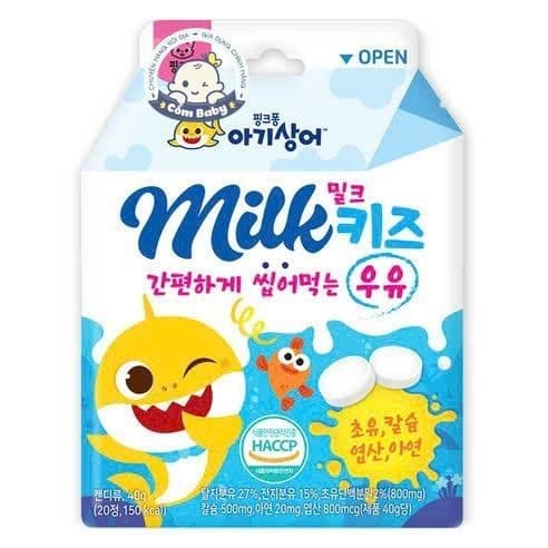 Kẹo Sữa Non CANXI Pinkfong Baby Shark Milk Kids cho bé từ 1 tuổi Hàn Quốc