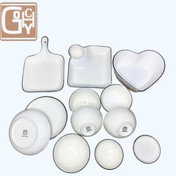 [HANA] Bộ Bát Đĩa 15 Trắng Viền Đen Gốm Sứ Ceramic Cao Cấp sang trọng cho gia đình,decor trang trí nhà ăn hiện đại 7