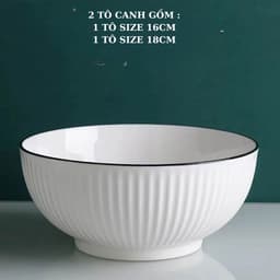 Bộ Bát Đĩa Trắng Viền Đen Gochy Đủ Món Chất Liệu Gốm Sứ Ceramic cao cấp chịu nhiệt tốt,decor trang trí bàn ăn sang trọng 6