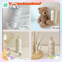 Hộp chia SỮA VÀ THỨC ĂN Họa tiết 3 ngăn TGM Nội địa HÀN QUỐC 3