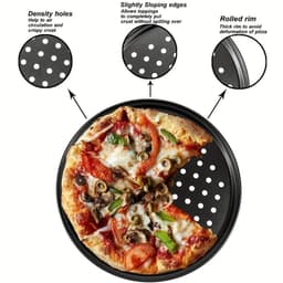 Khay nướng bánh pizza GUSTAVA, Bộ chảo bánh pizza đục lỗ mục đích 10 / 11 / 12 Inch, Dụng cụ làm bánh tròn chống dính bằng thép Carbon bền bỉ giòn & Bubbly 6