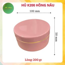 [Combo] 10 hủ nhựa K200 màu Hồng Nâu - tặng 10 que Mask - có nắp lót chống tràn - dung tích 200gr - Đựng Kem Body 2