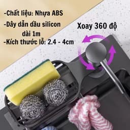 Bộ Vòi Bơm Hút Nước Rửa Chén Kèm Giá Để Đồ Gắn Bồn Rửa Bát Bằng Nhựa ABS Cao Cấp Với Ống Dẫn Silicon 120cm Tiện Dụng 3