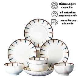 Bộ Bát Đĩa Họa Tiết Phẩy Trúc Gốm Sứ Ceramic Cao Cấp Sang Trọng, Dày Dặn Chịu Nhiệt Tốt Trang Trí bàn ăn hiện đại 4