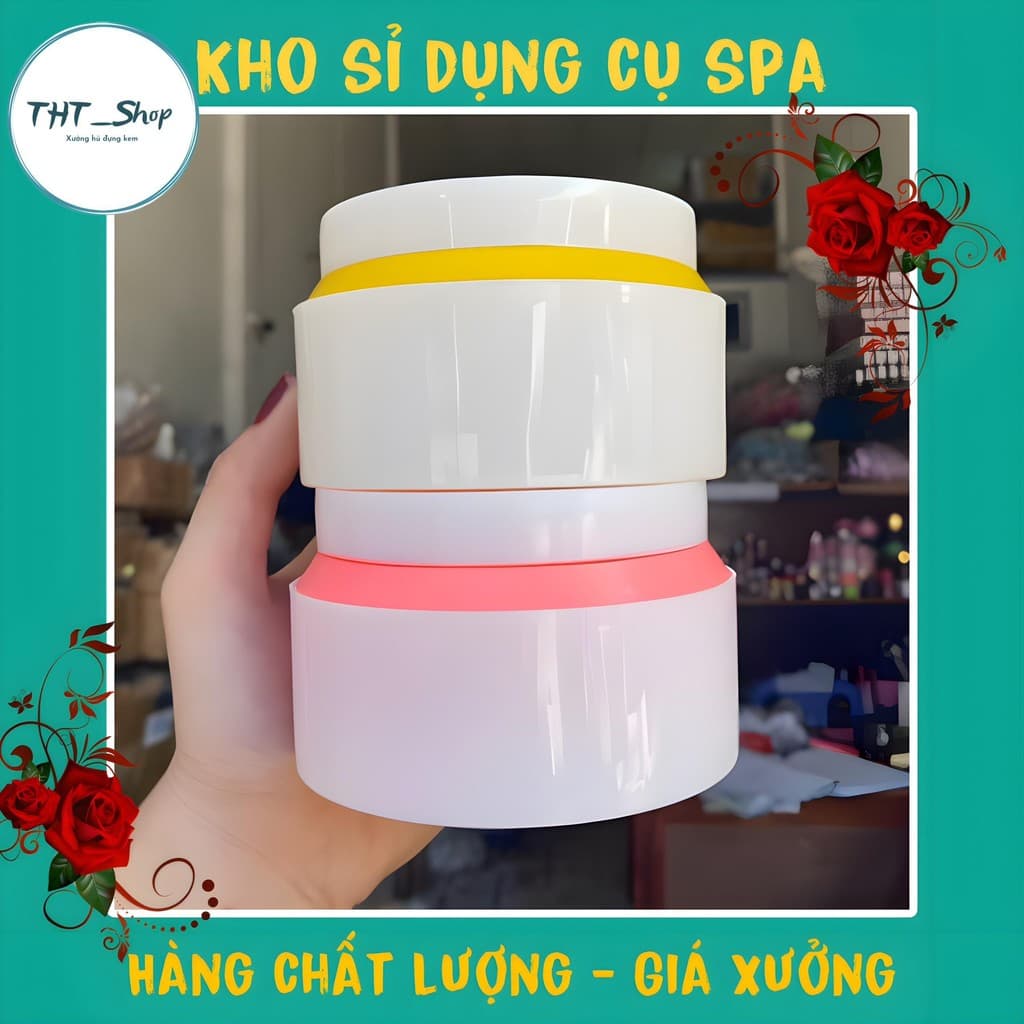 [Combo 10] Hủ nhựa 200gr - Hủ Viền (hủ rỗng - có nắp lót chống tràn) Đựng kem body
